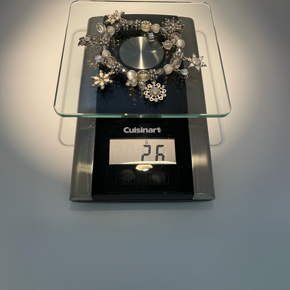 Snowflake Crystal Stretch Bracelet AB Aurora Borealis Rhinestones Linen ❄️💎 - Picture 11 of 11